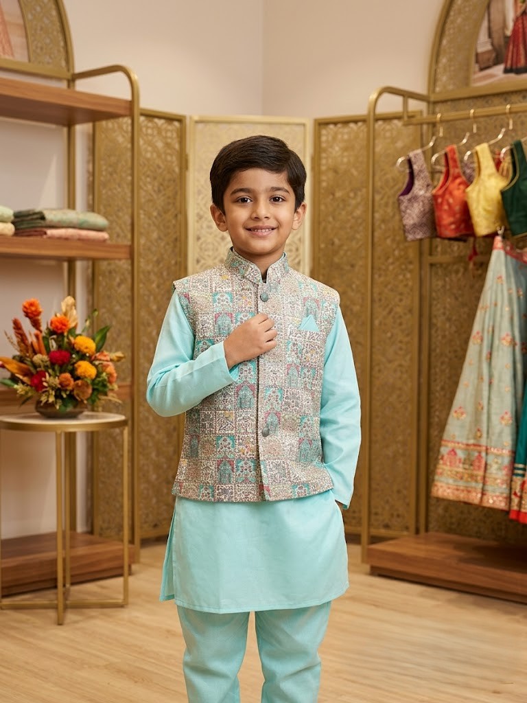 BOYS KURTA PYJAMA WITH WAISTCOAT