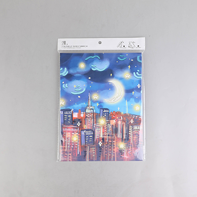 Fantasy Starry Sky Foldable Paper Mirror - Star Moon City