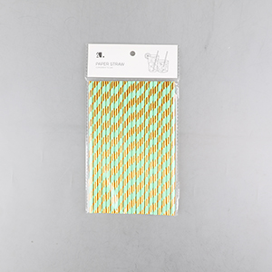 Striped Paper Straw - Green