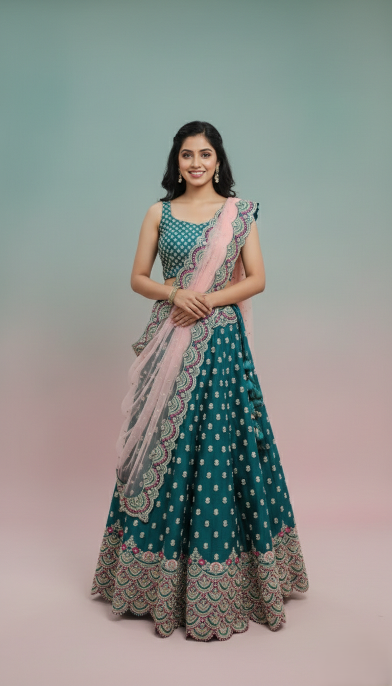 LEHENGA-DUPION-SEMI STITCHED-KAF 1097