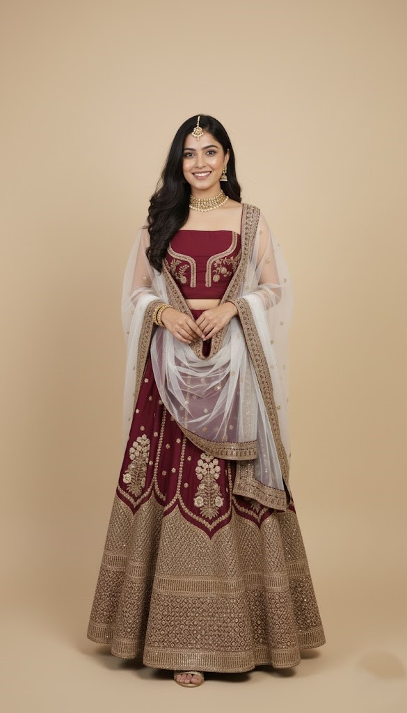 LEHENGAS-DUPION-SEMI-STICHED-KASH 1101