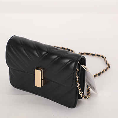 Solid Colour Strip Embossing Cross-body Bag with Gold Ball