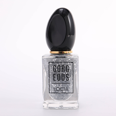 Nail Polish with Black Cap - Sliver Glitter