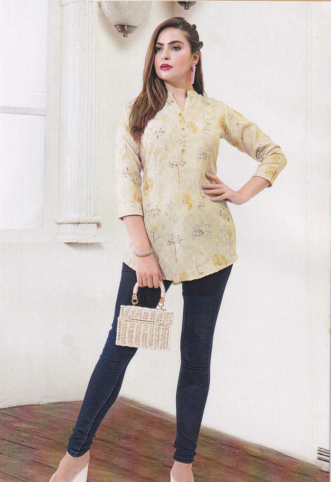 LADIES KURTI SHORT PRINTED L/S