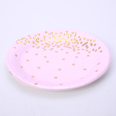 Gold Dots Paper Plate 8-Piece Set