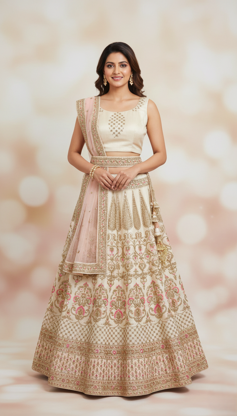 LEHENGAS DUPION SEMI STICHED-M/IN-2 9740