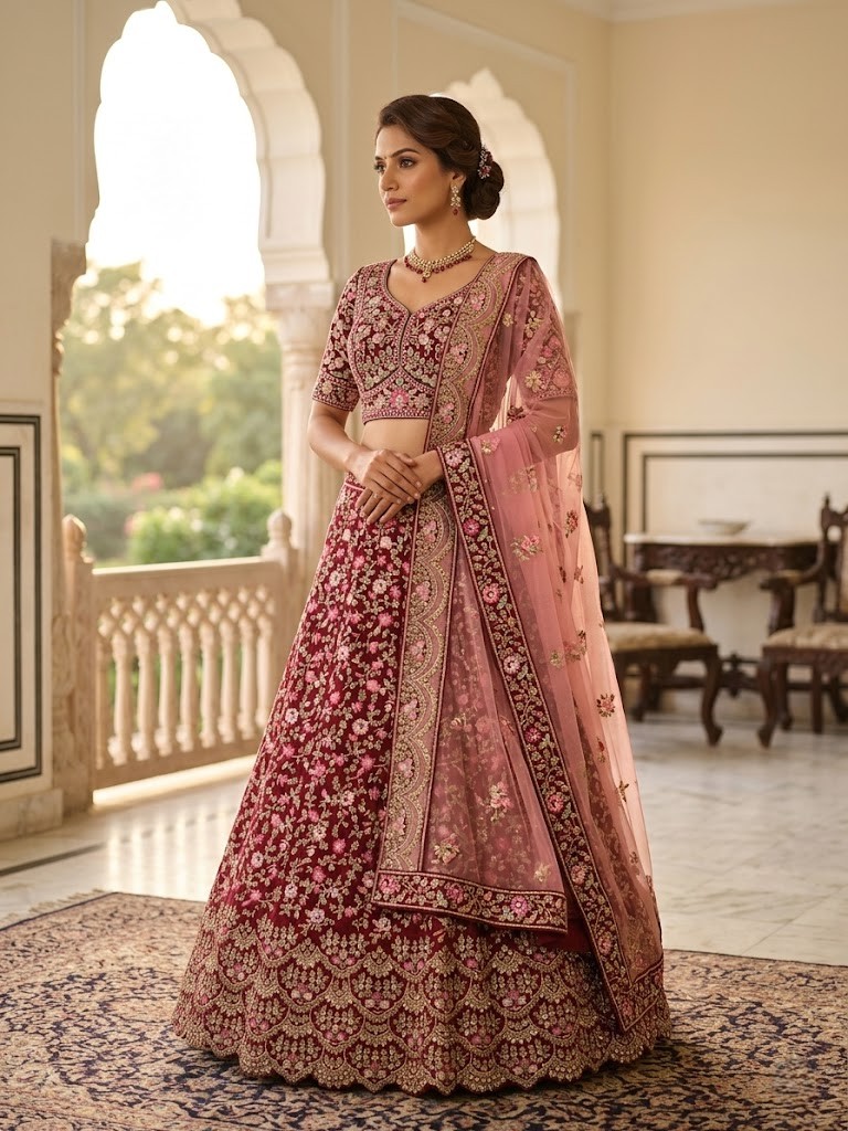LEHENGA-SILK-SEMI STITCHED-M/IN-1/787