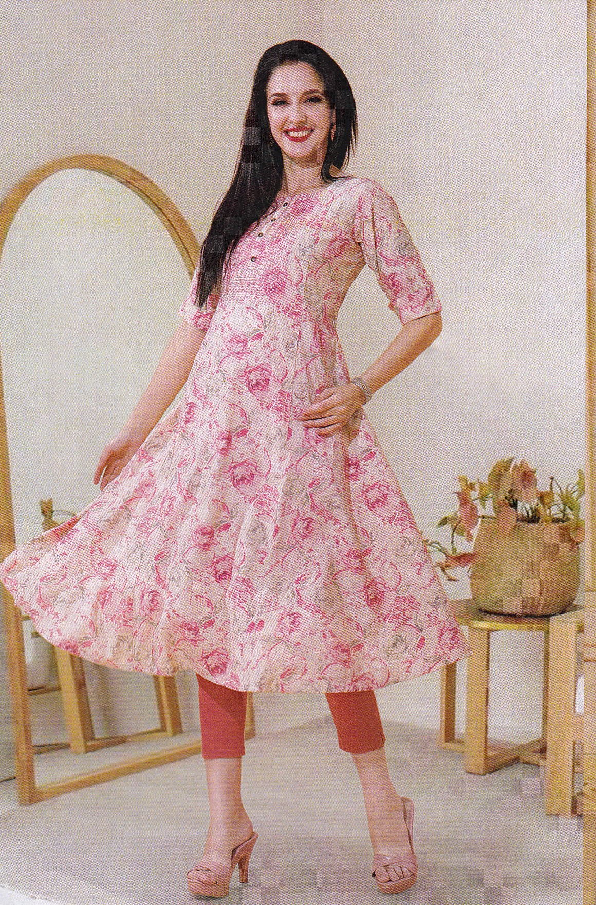 LADIES KURTI LONG PRINTED L/S