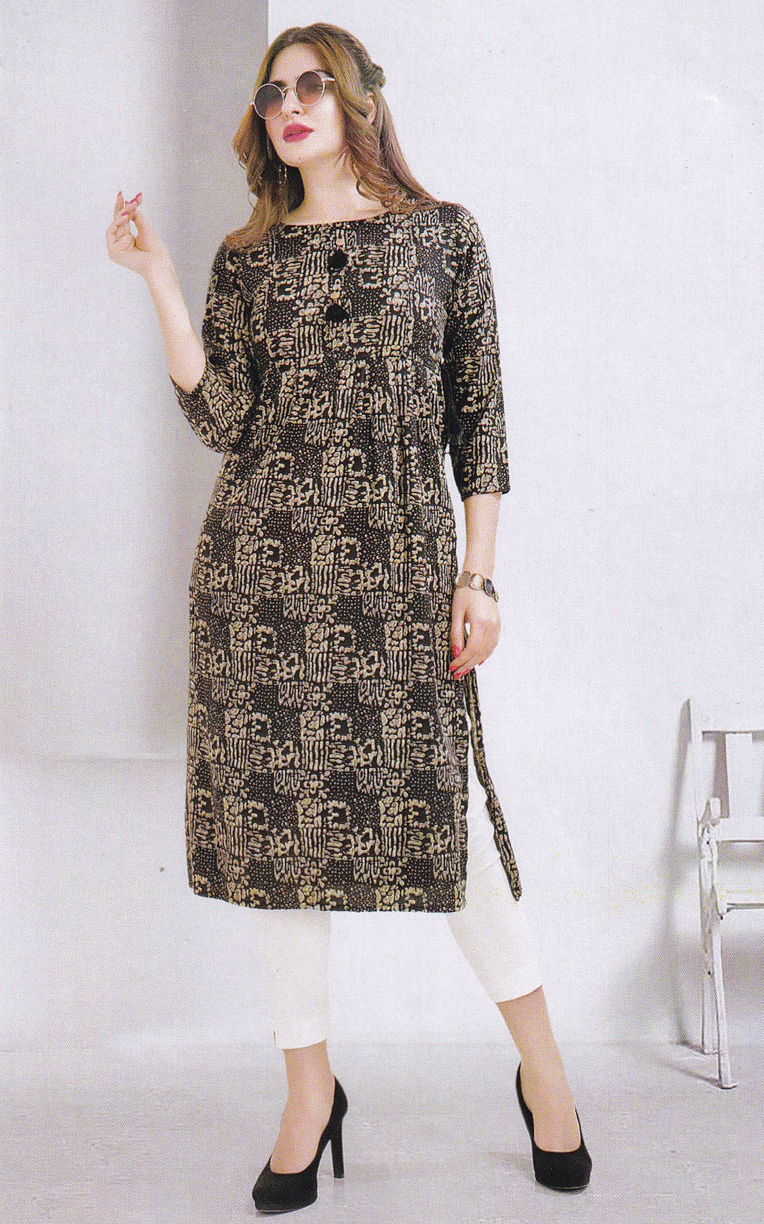 LADIES KURTI LONG PRINTED L/S