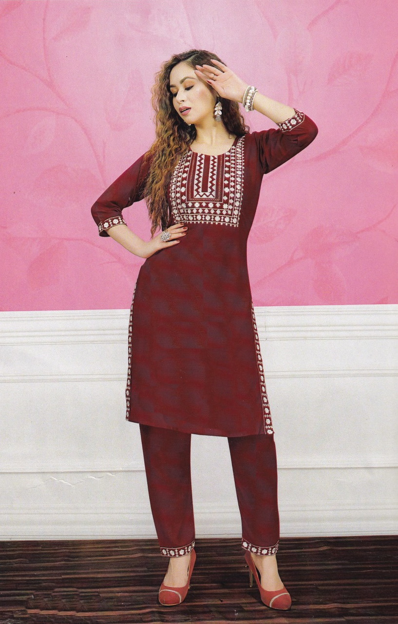 LAD KURTI-RAYON-ST/CUT-PANT 2PC-M/RN-RS8112E