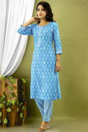 LAD KURTI-COT-ST/CUT-PANT 2PCS-HASH 08/21-1