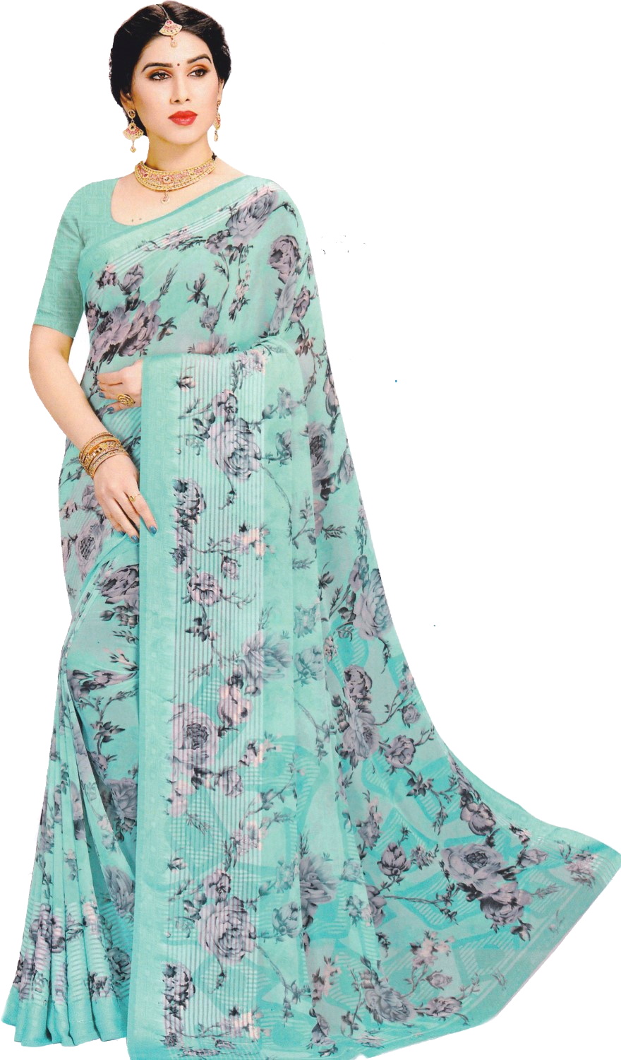 SAREE S-GEORGETTE-PRINTED-ASM 9607 D