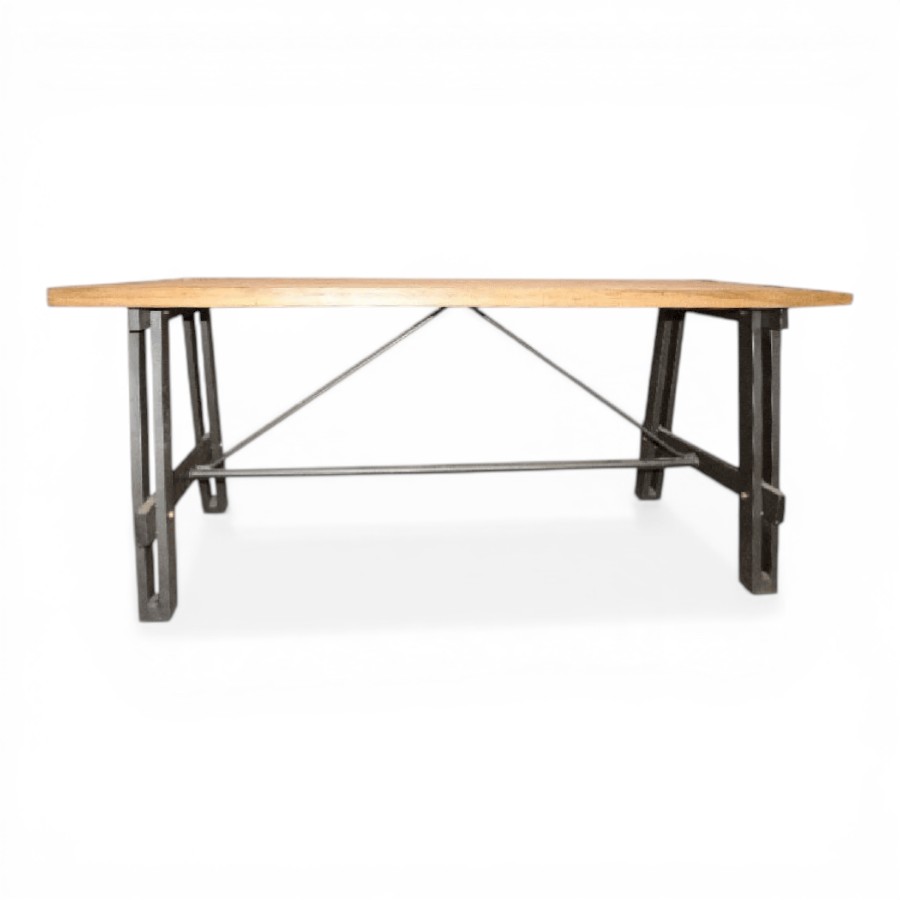 BEIJING - DINING TABLE TEAK WITH IRON BASE 180 X 86 X H 76 CM