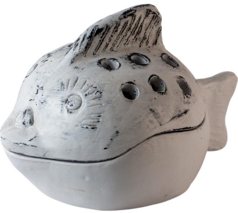 GUAJILLO - MOSQUITO COIL HOLDER FISH TERACCOTA WHITE 20XH15