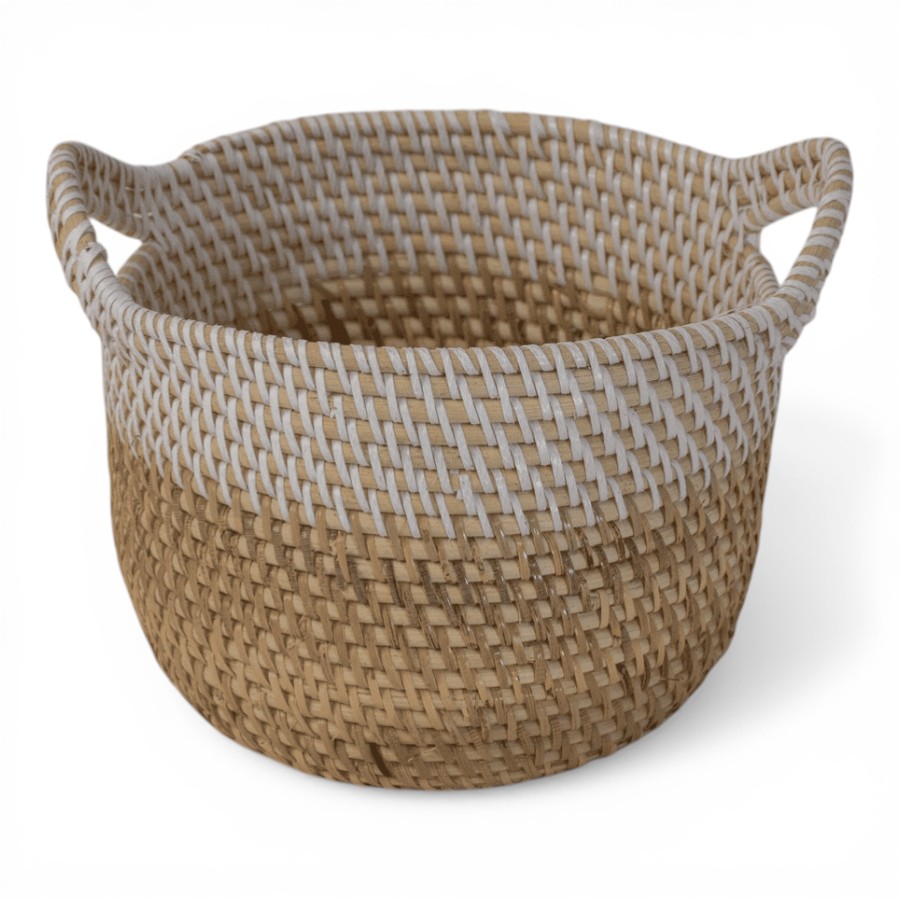 CROSBI - BASKET NATURAL XTRA SMALL WITH WHITE BORDER X SMALL D21XH14