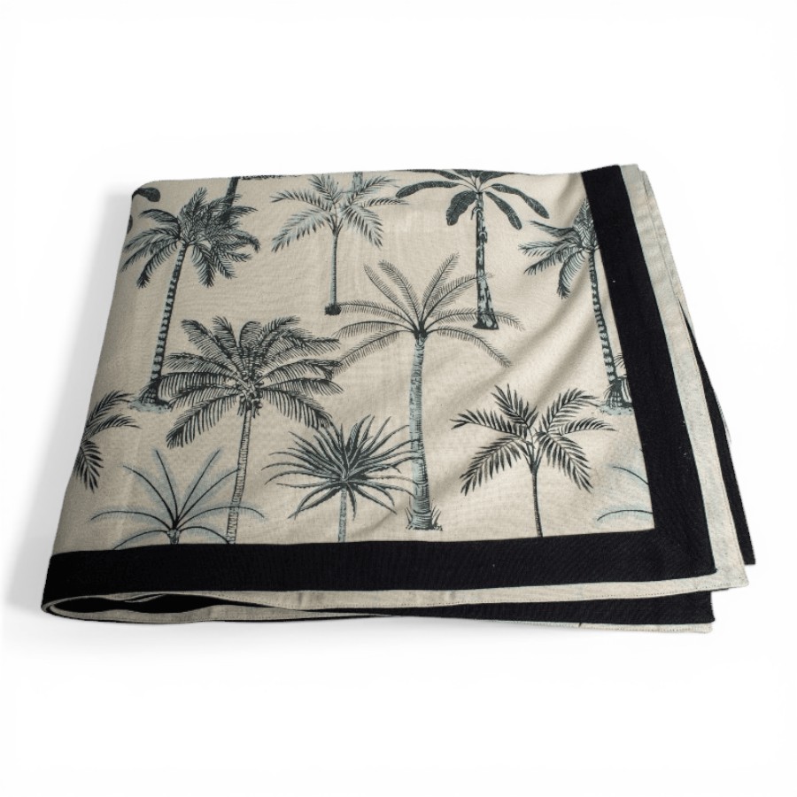 MANIK - TABLECLOTH PALMTREE WITH THIN BORDER COTTON 150X270