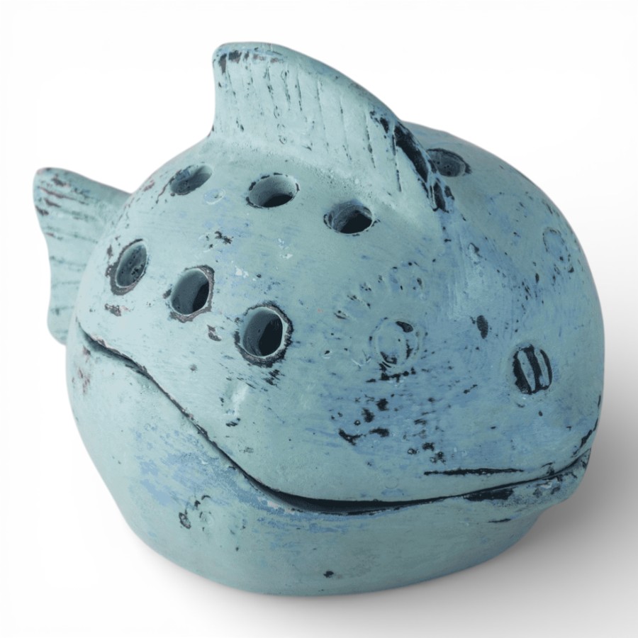GUAJILLO - MOSQUITO COIL HOLDER FISH TERACCOTA TEAL 20XH15