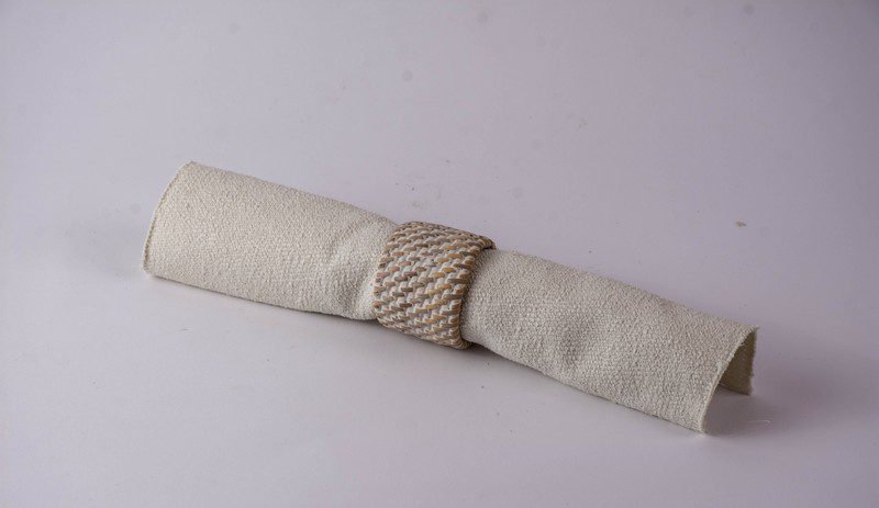 HAMAMELIS - NAPKIN HOLDER RATTAN WHITE ROUND 4.5 CM