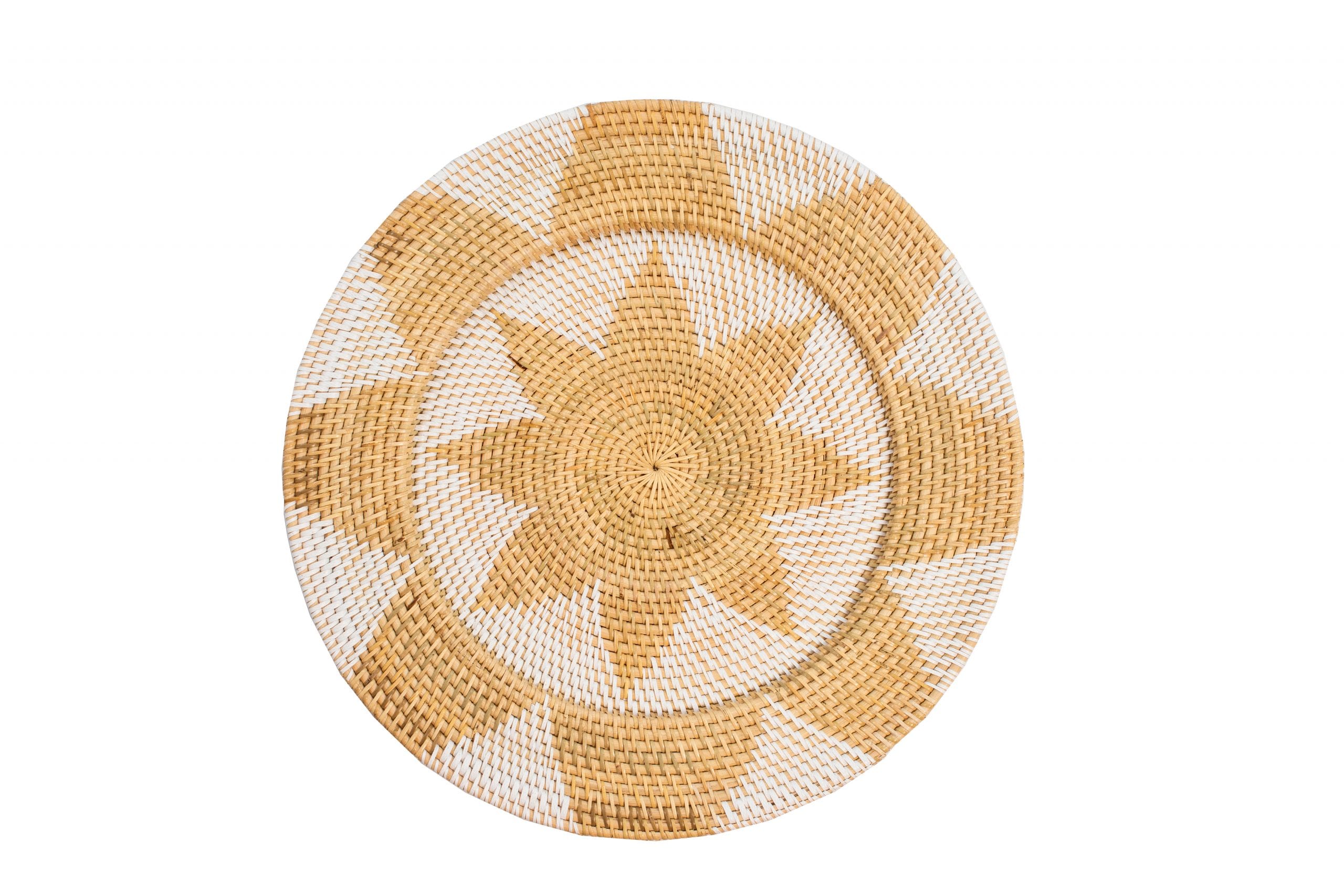 AVERY - WALL DECO RATTAN ROUND FLOWER WHITE & NATURAL D50