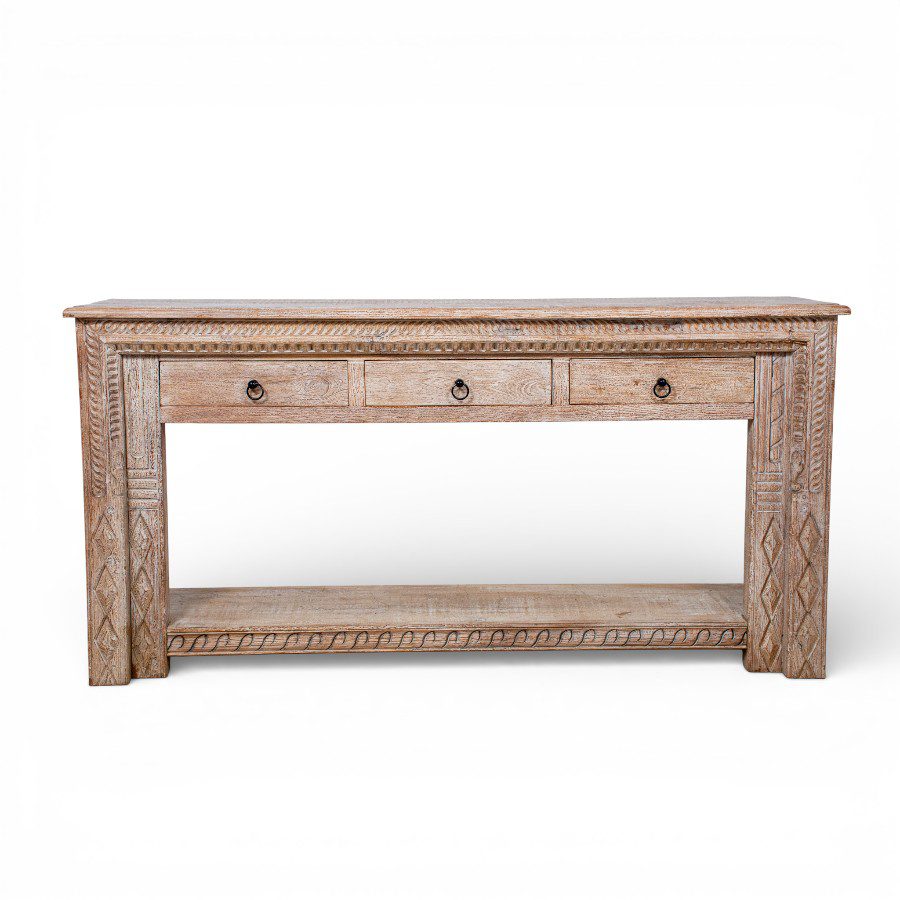 NAINA - CONSOLE WOOD WITH 3 DRAWERS 183X45XH90