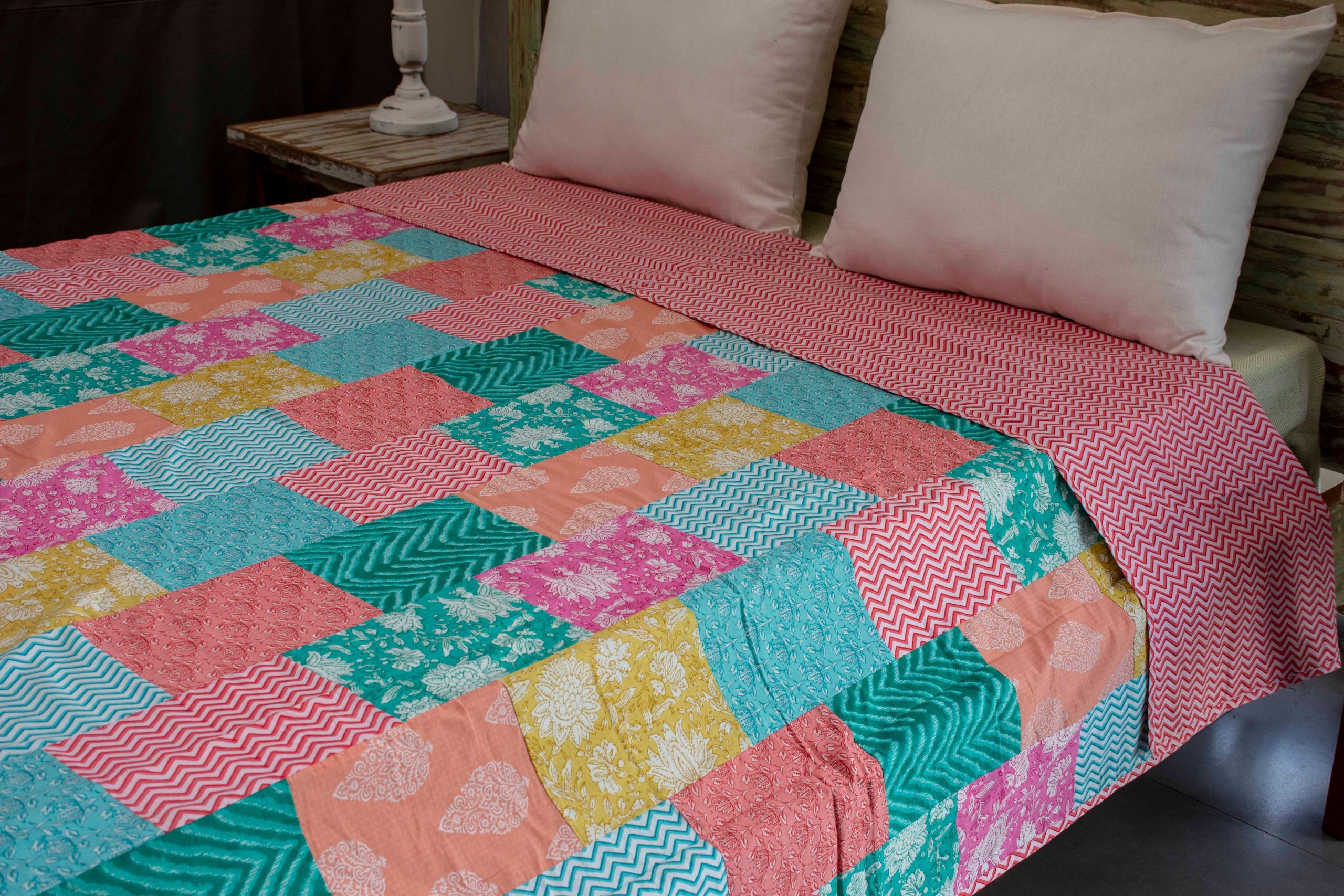 RAHUL - BED COVER COTTON  PATCHWORK 220 X 260 CM