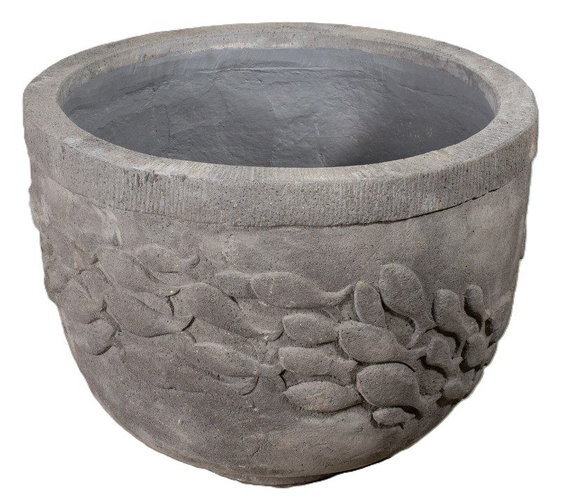 POT FISH CARVING CONCRETE D70XH60