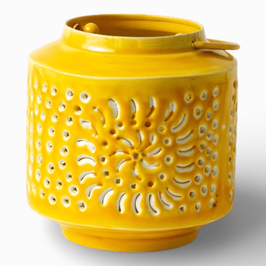 PANIPA - LANTERN IRON WITH HANDLE YELLOW 13X13