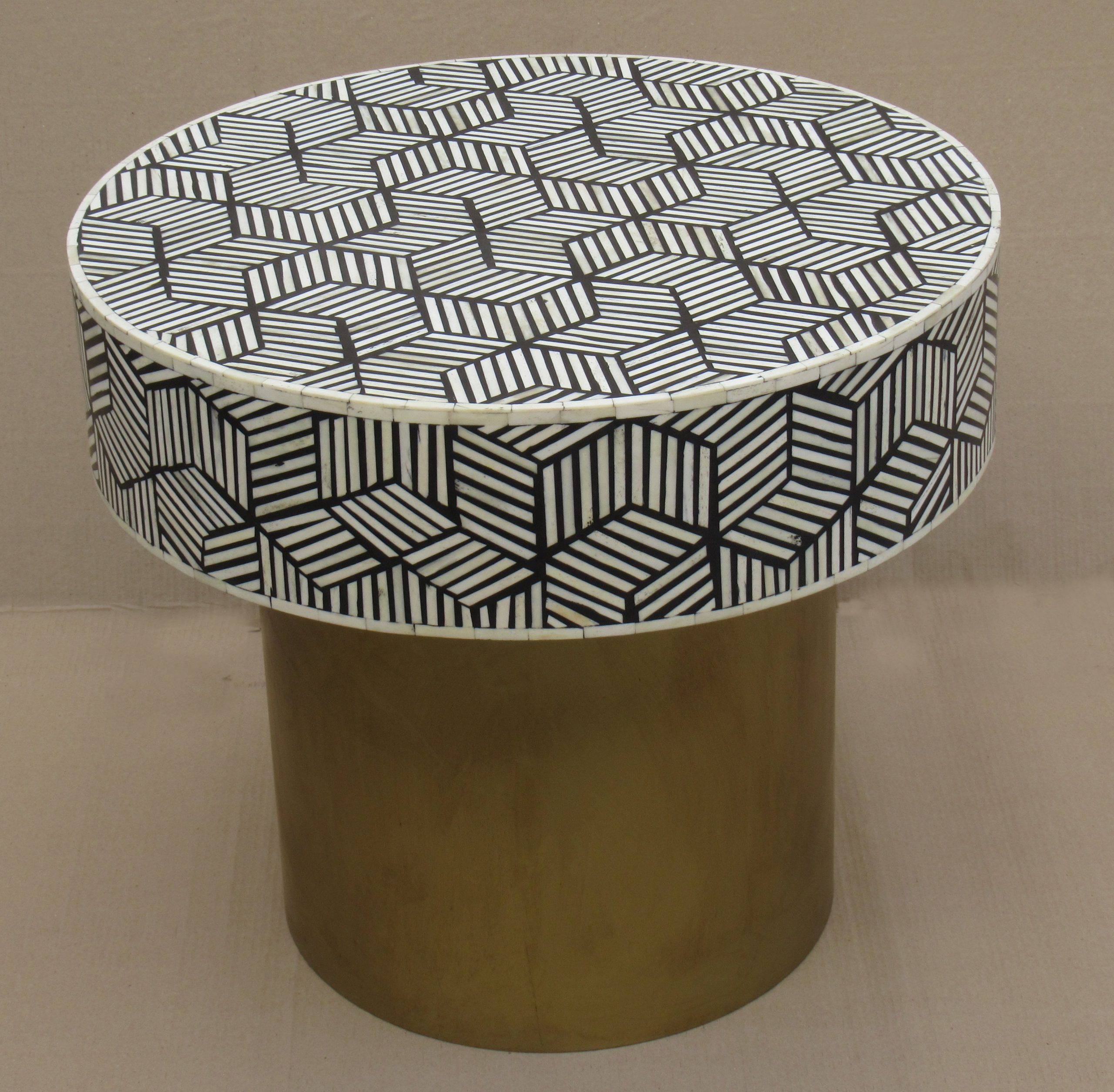 ELIENA - COFFEE TABLE ROUND W - INLAY FITTED ON METAL STAND D 60 X H 53 CM