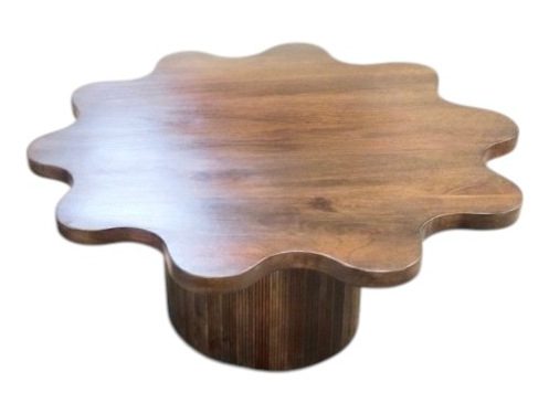 GENDA - COFFEE TABLE ROUND DARK WOOD FLOWER SHAPE D100 H47
