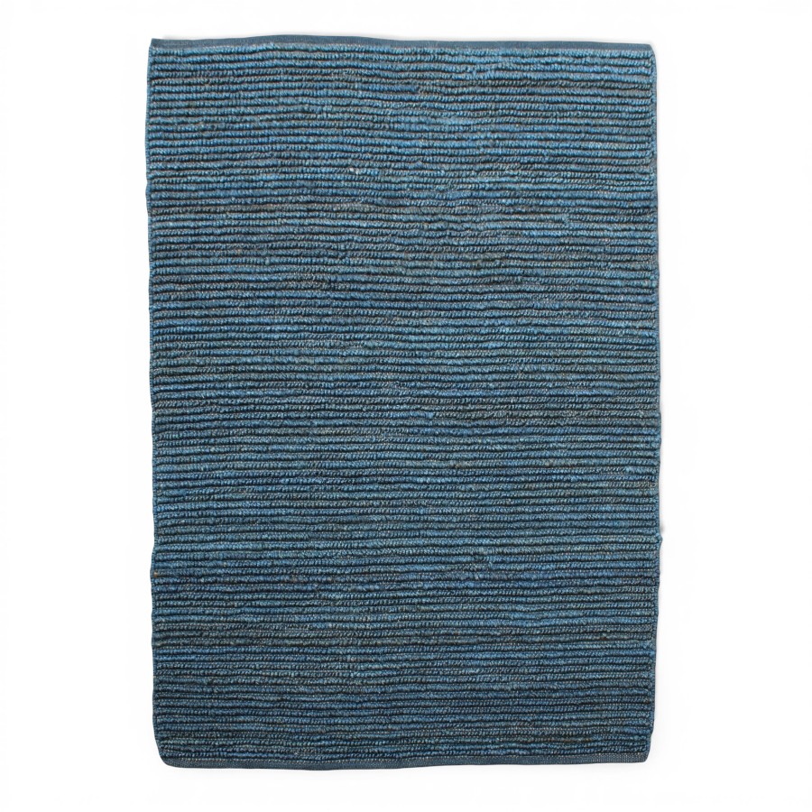 RUG JUTE LOOP NAVY WITH HAMMING 90X60 - OCEAN