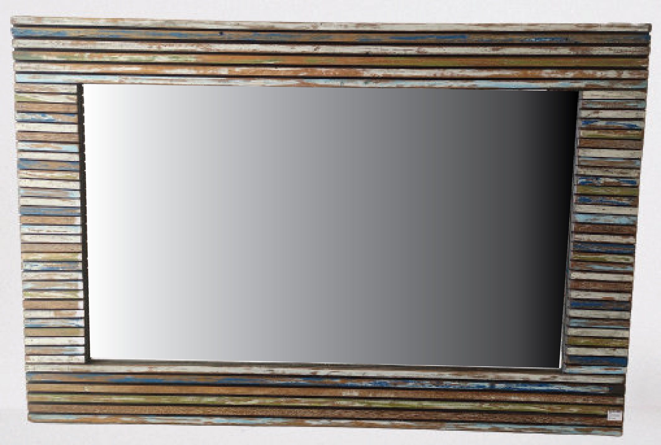 PERSEA - MIRROR FRAME STRIATE 150X100 WITH SCRAPPED WOOD