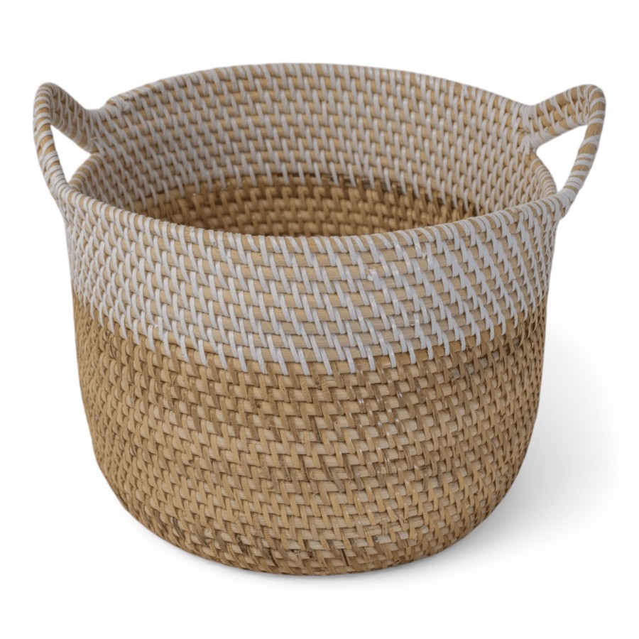 CROSBI - BASKET NATURAL SMALL WITH WHITE BORDER SMALL D26 XH20