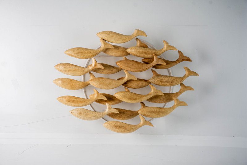 KYARA - WALL DECO FISH FLOATING WOOD NATURAL WASH 40 X 60 CM