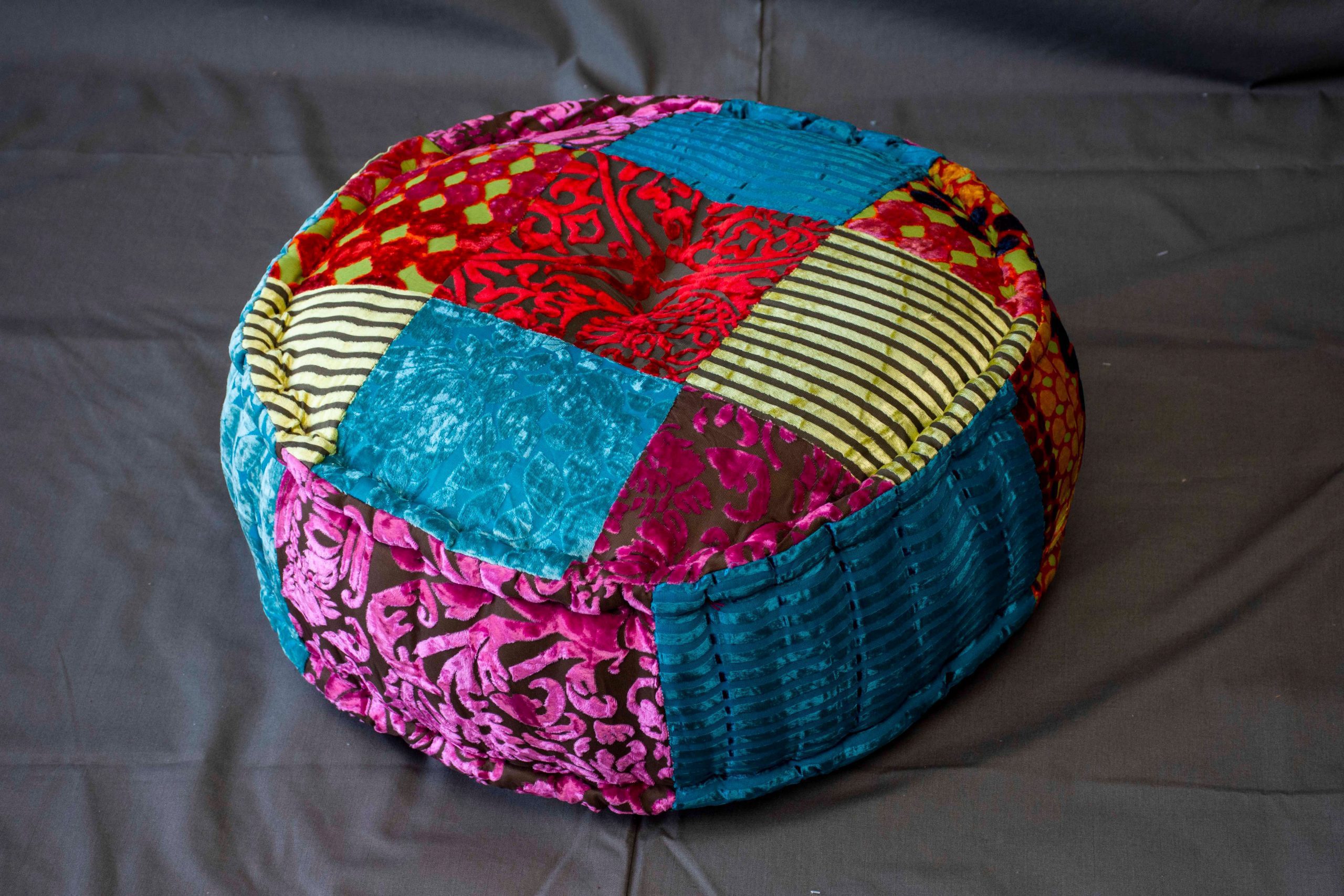 ALMOND - POUFFE ROUND BURNOUT VELVET D 50 X H 20 CM