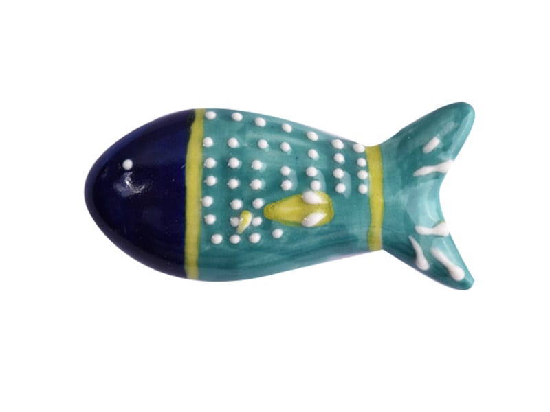 KINKELIBA DOOR KNOB CERAMIC TURQUOISE FISH