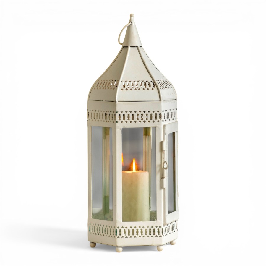 LILAS - LANTERN HEXAGONAL WHITE H 50 CM