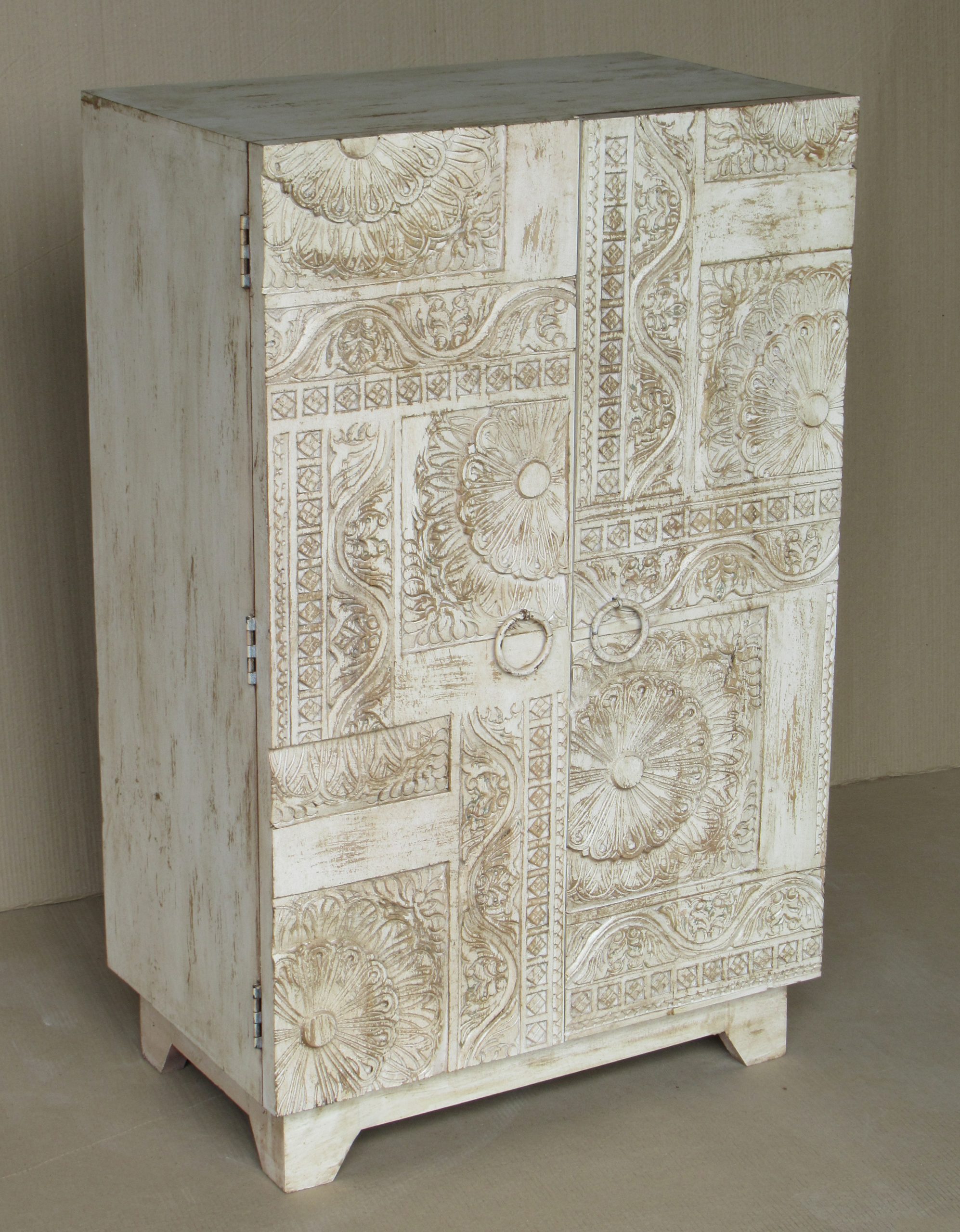 TROPICA - CABINET WOOD WHITE FINISH WITH 2 DOORS 65 X 40 X H 104 CM