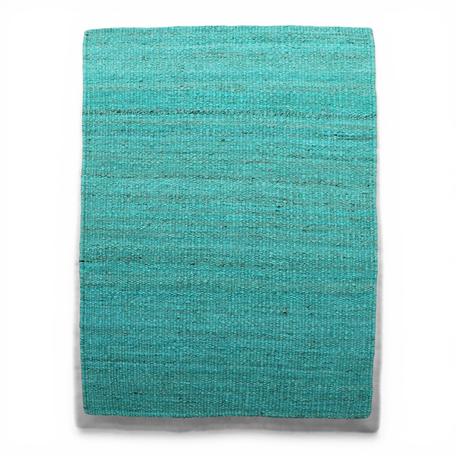 RUG JUTE PANJA WEAVE  WITH FRINGES TEAL 200X80 - BORA