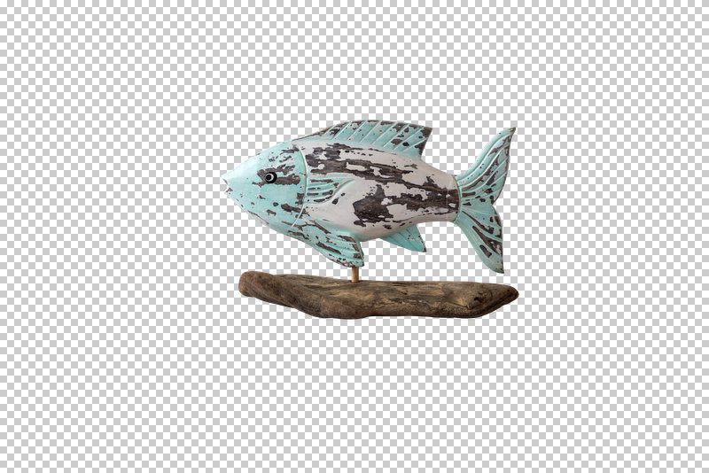 NIGELLA - FISH TEAL ON STAND DRIFTWOOD 20 X H15 CM