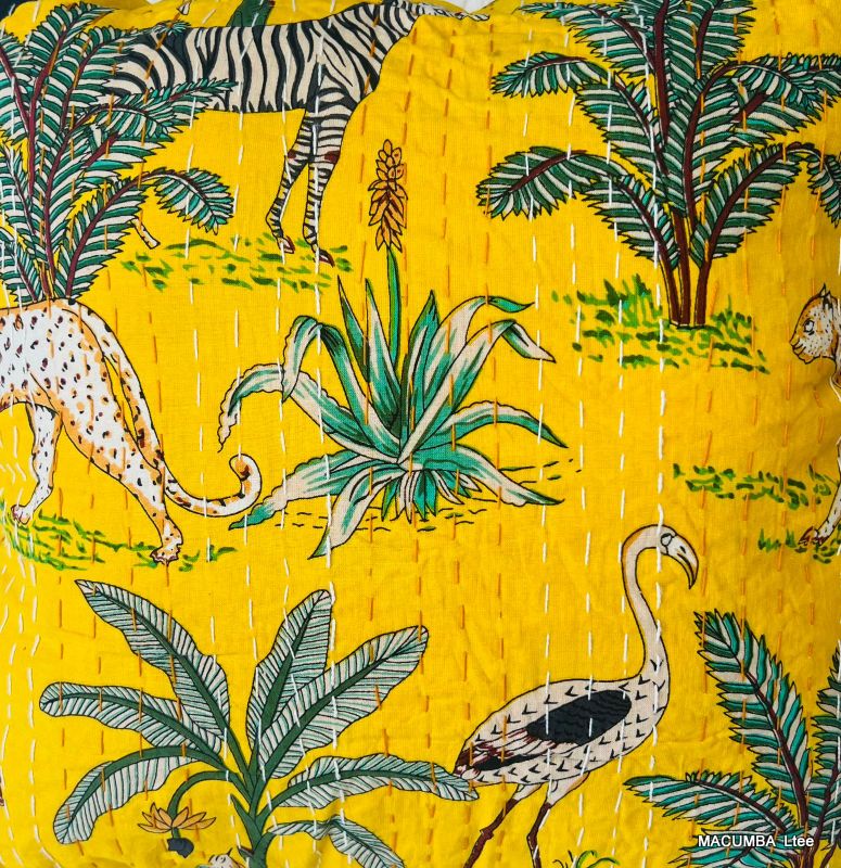 SHISHA - CUSHION COVER YELLOW PRINTED PANTHER 45X45