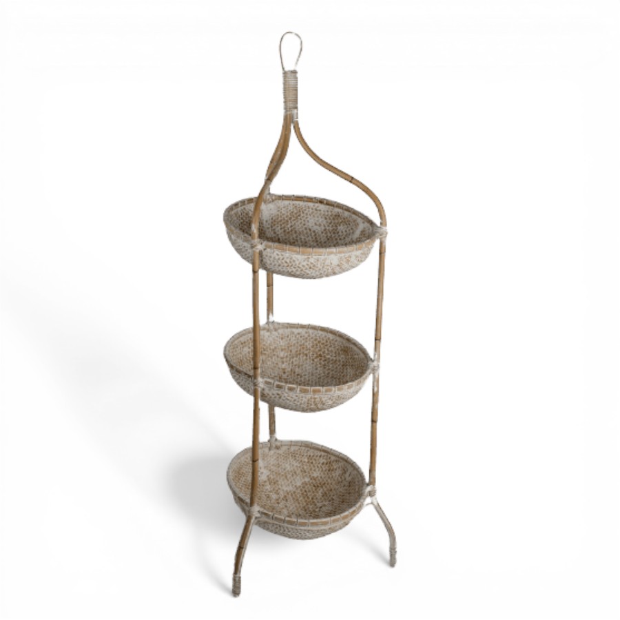 ALBERTHO - STANDING BASKET WHITE DISTRESSED
