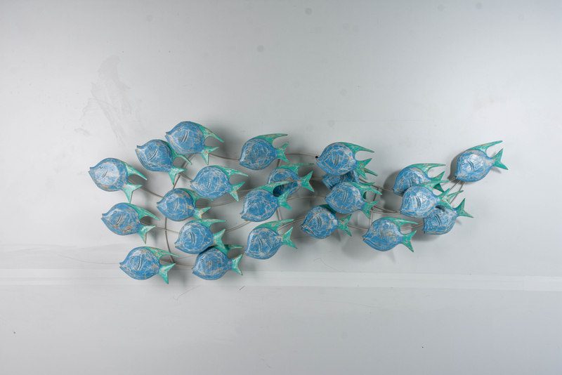 PARADISO - WALL DECO FISH FLOATING WOOD BLUE GREEN