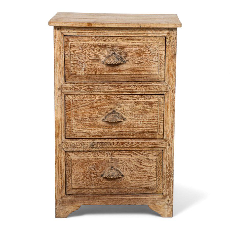 SIDDHARTH - BEDSIDE TABLE 3 DRAWER WOOD 60X40XH80