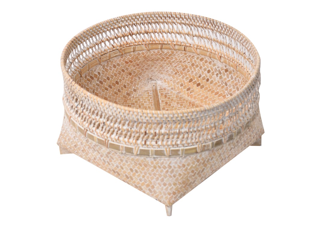 REGLISSE - BASKET RATTAN ROUND WHITE SMALL D20 X H12