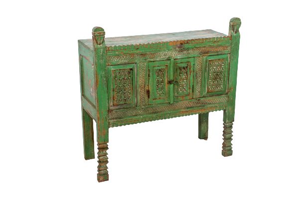 ELUNED - SIDEBOARD CARVED LIGHT GREEN DAMACHIYA 90L X 36W X 92H CM