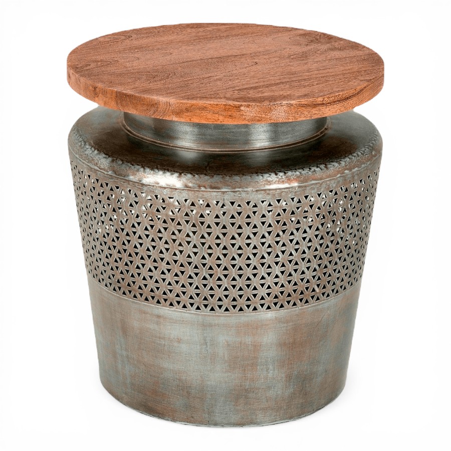 EROOR - SIDE TABLE METAL WITH WOODEN TOP D43 X H 46 CM