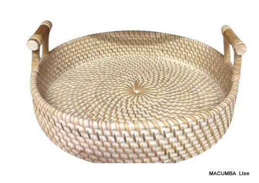 CASSIS - TRAY ROUND RATTAN WITH HANDLES LARGE D50XH9
