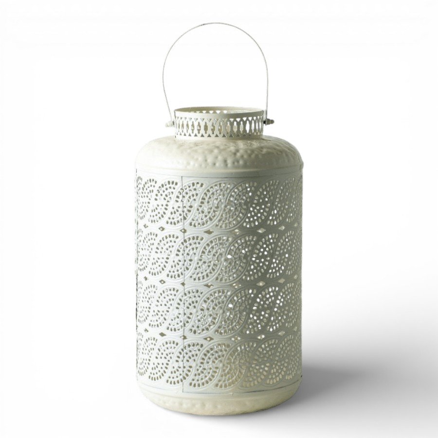 SARIS - LANTERN IRON WITH HANDLE CREAM MEDIUM 19X33