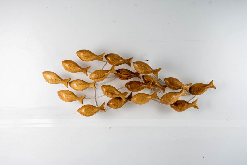 DILLY - WALL DECO FISH FLOATING WOOD NBATURAL 100 CM