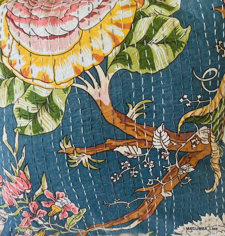 CHIKAN - CUSHION COVER DARK GREY PRINTED FLOWER 45X45